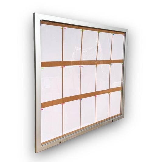 Enclosed Cork Notice Board Weather Resistant Fits 15xA4 Papers