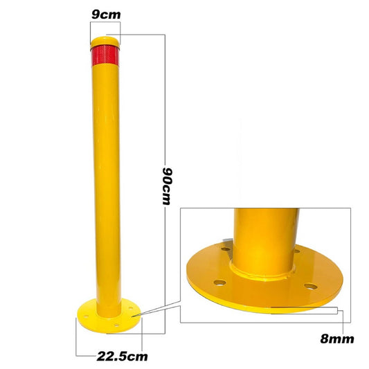 90mm Surface Mount Safety Bollard – 900mm Yellow Steel Bollard