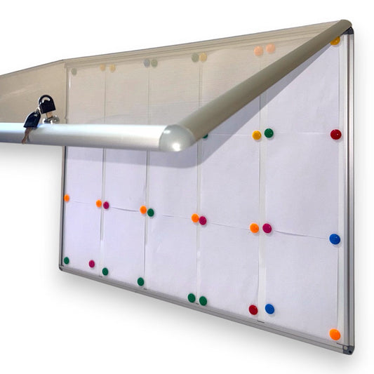 Lockable Notice board Magnetic Whiteboard 15xA4 Indoor