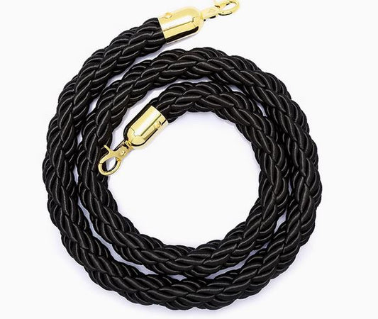 Braided Velvet Rope for Crowd Control Barrier - Gold Hook