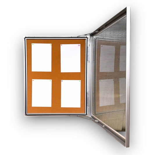 Notice Board Lockable Outdoor Wall Mounted Cork Board 4xA4