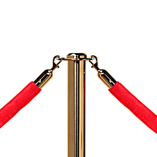 Gold Stanchions Crowd Control Set of 3 Posts + 2 Red Ropes