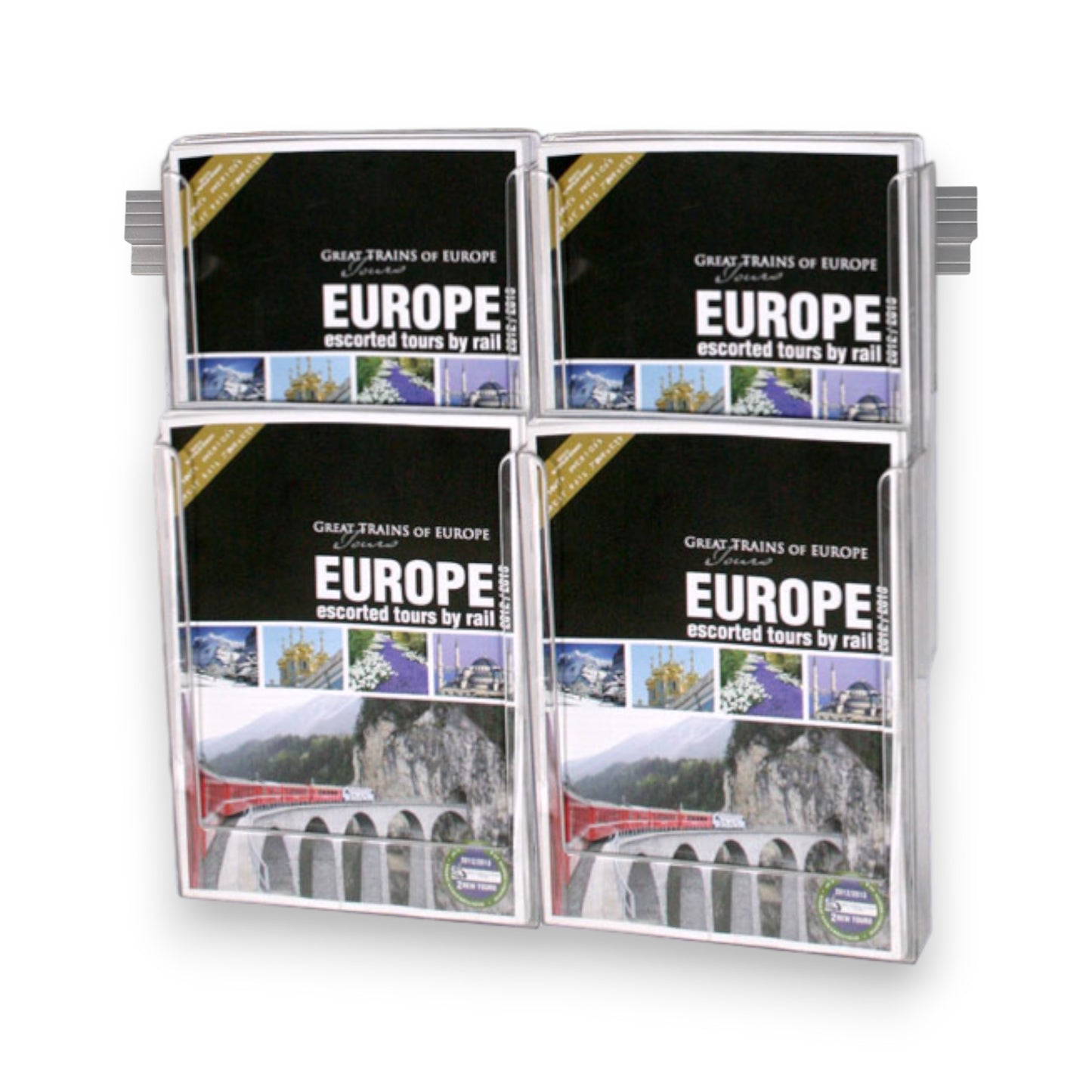 4xA4 Wall Mounted Brochure Holders Lit Loc
