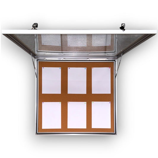 Lockable Notice Board Outdoor Wall Mounted Cork Board 6xA4 Papers