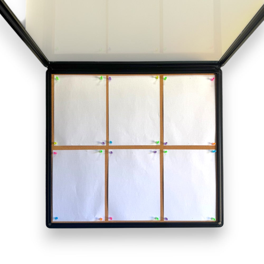Lockable Notice Board Cabinets 6xA4 Indoor Black