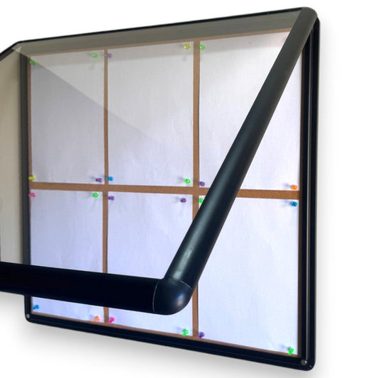 Lockable Notice Board Cabinets 6xA4 Indoor Black