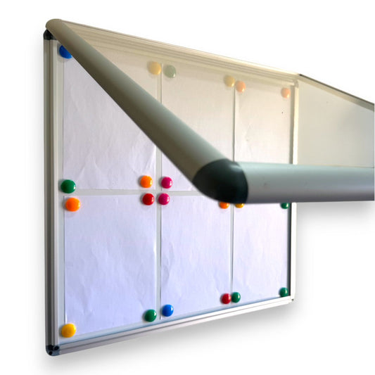 Magnetic Whiteboard Lockable Notice Board – Secure Aluminum Frame, Fits 6 A4 Papers