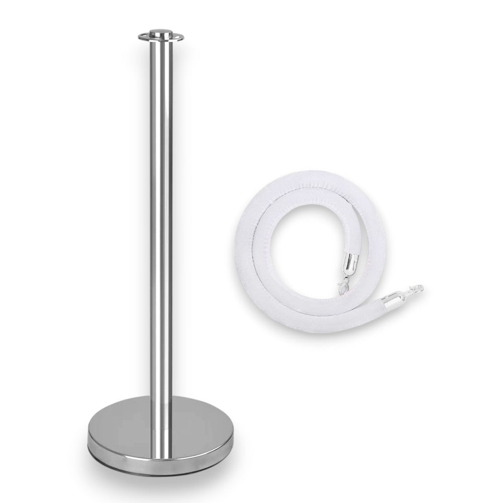 Silver Crowd Control Stanchion with Rope