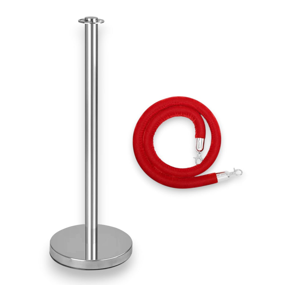 Silver Crowd Control Stanchion with Rope