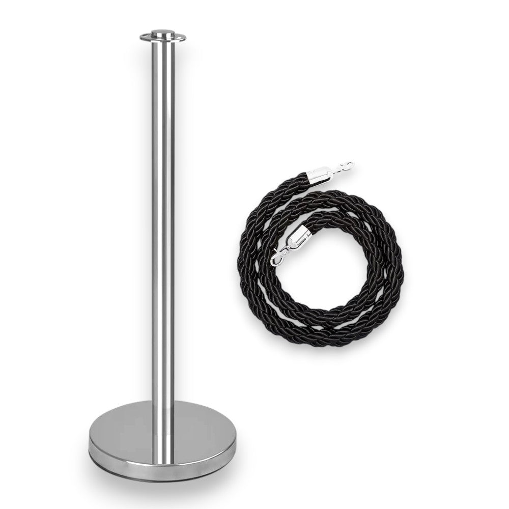 Silver Crowd Control Stanchion with Rope