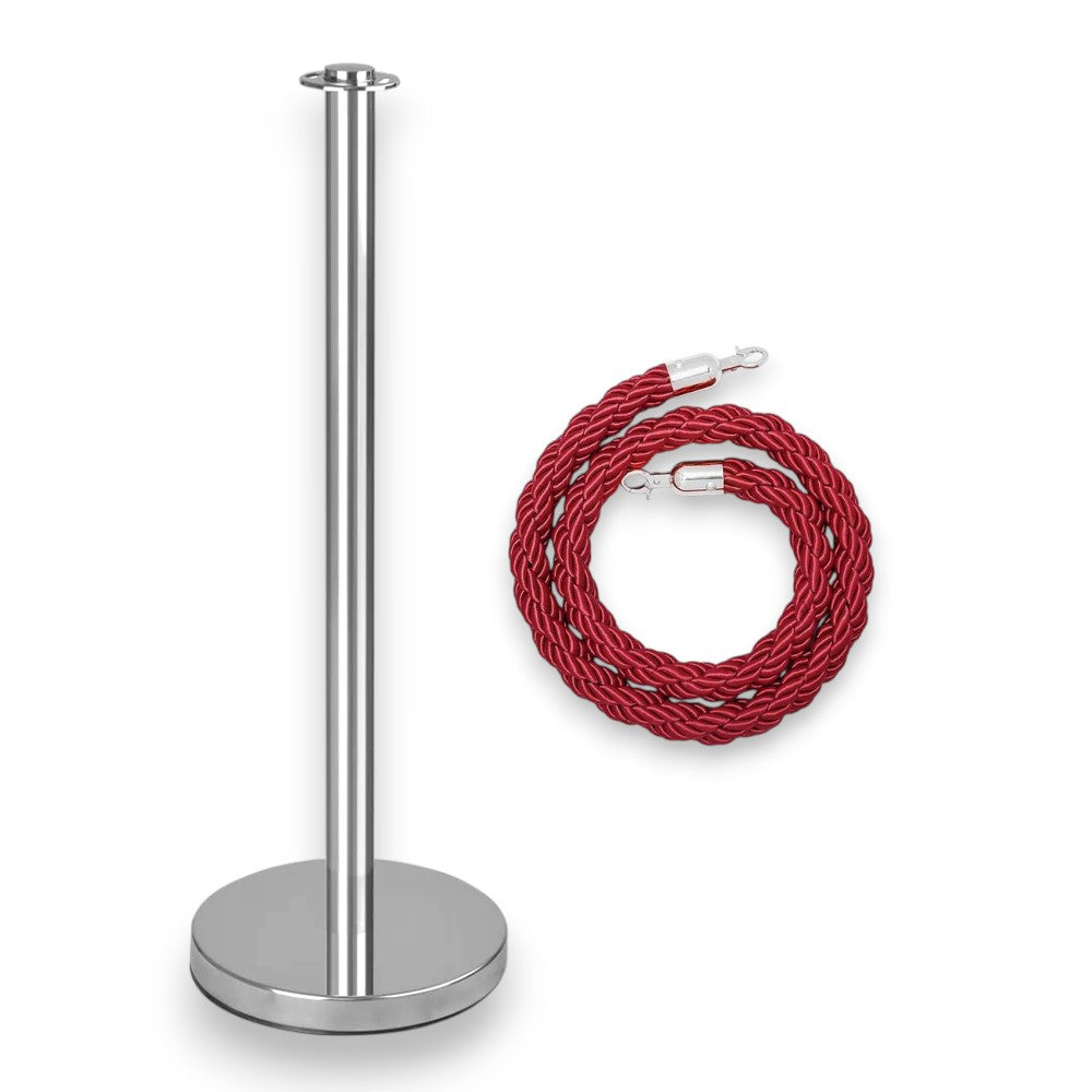 Silver Crowd Control Stanchion with Rope