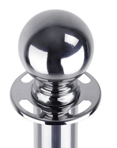 Silver Queue Bollard Post Set of 3 Posts + 2 Red Ropes