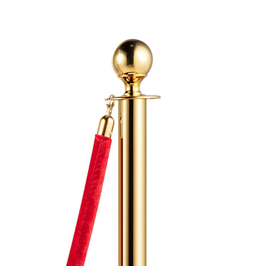 Gold Rope Queue Barrier - Globe Top