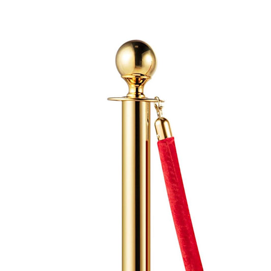 Gold Queue Bollard Post Set of 3 Posts + 2 Red Ropes