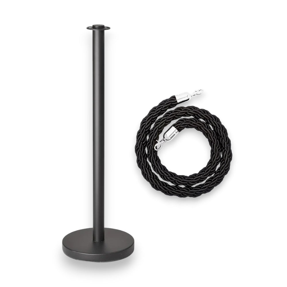 Black Crowd Control Stanchion with Rope