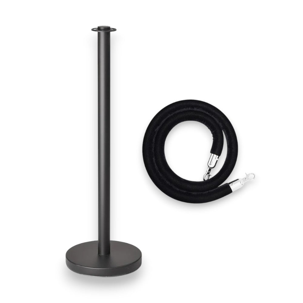 Black Crowd Control Stanchion with Rope