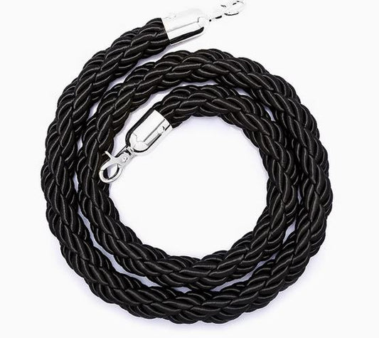 Braided Velvet Rope for Crowd Control Barrier - Silver Hook