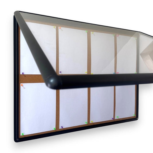 Enclosed Cork Board 8xA4 Indoor Black