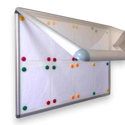 Magnetic Whiteboard Lockable Notice Board – Fits 8 A4 Papers, Aluminum Frame