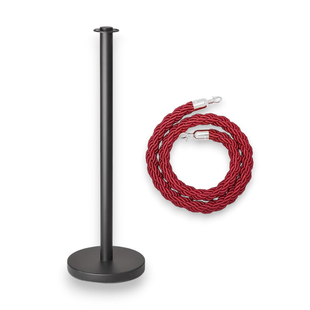 Black Crowd Control Stanchion with Rope
