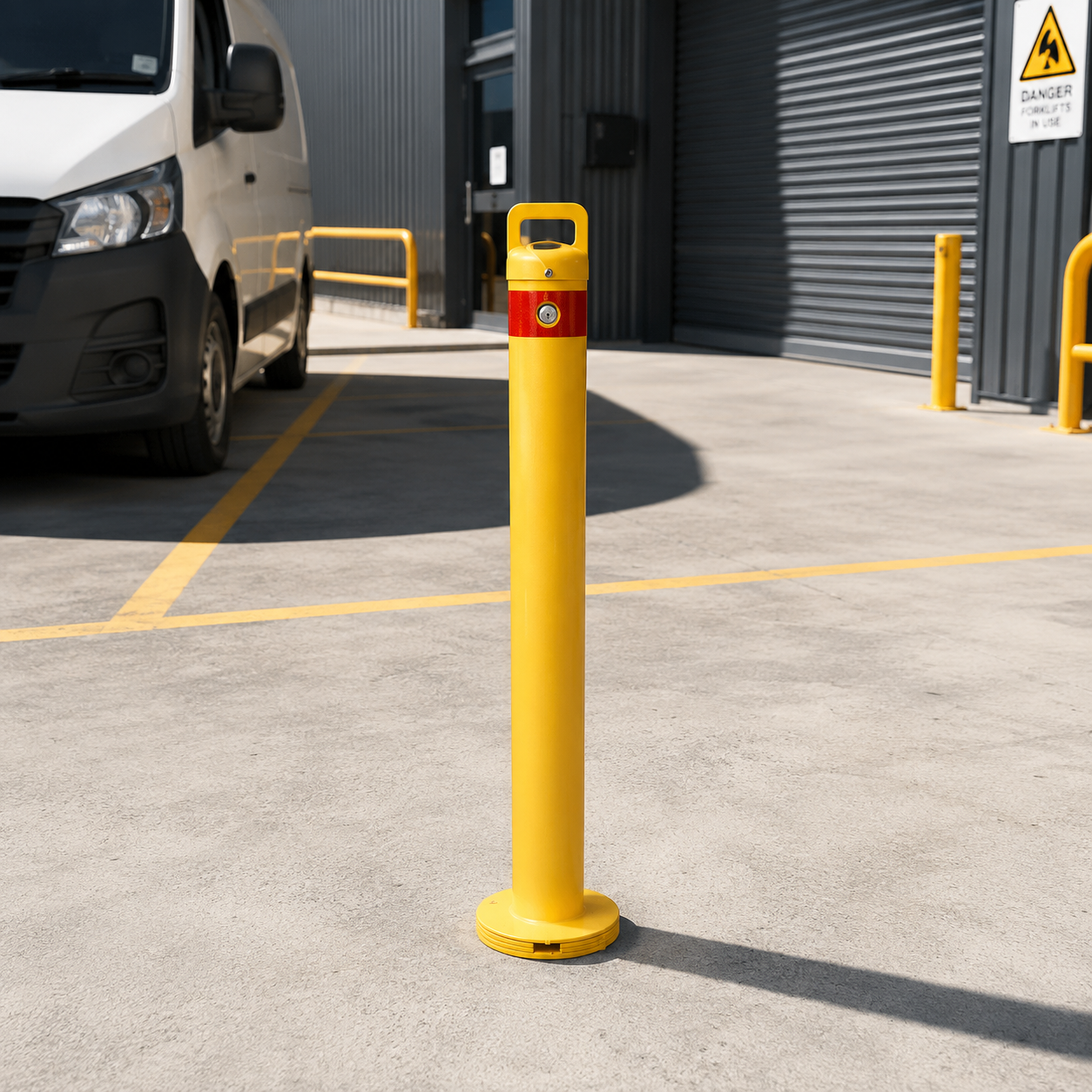 90mm Key Lock Surface Mount Removable Bollard – 1020mm Yellow Steel Bollard