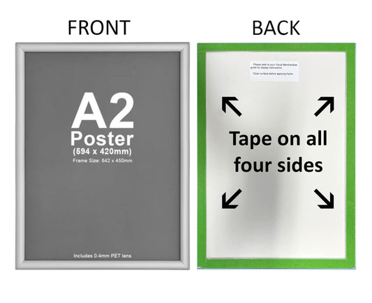 A2 Silver Snap Frame Self Adhesive Mount 25mm Profiles