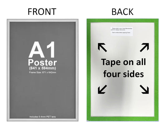 A1 Silver Snap Frame Self Adhesive Mount 25mm Profiles