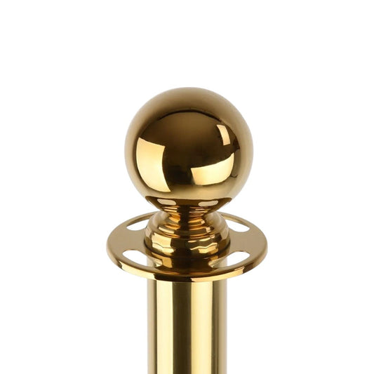 Gold Queue Bollard Post Set of 3 Posts + 2 White Ropes