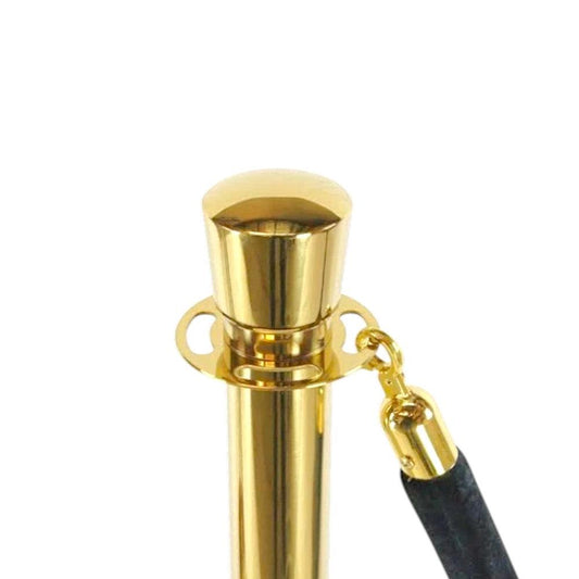 Gold Crowd Control Bollards Set of 3 Posts + 2 Black Ropes