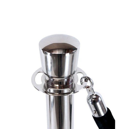 Silver Crowd Control Bollards Set of 3 Posts + 2 Black Ropes