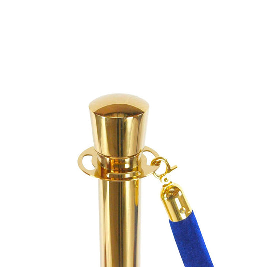 Gold Crowd Control Bollards Set of 3 Posts + 2 Blue Ropes