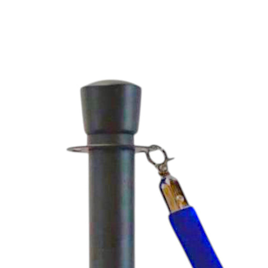 Black Crowd Control Bollards Set of 3 Posts + 2 Blue Ropes