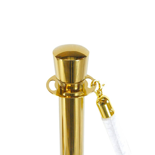 Gold Crowd Control Bollards Set of 3 Posts + 2 White Ropes