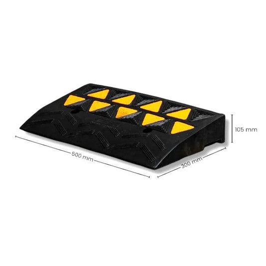 Rubber Kerb Ramp 105mm High-Vis Reflectors