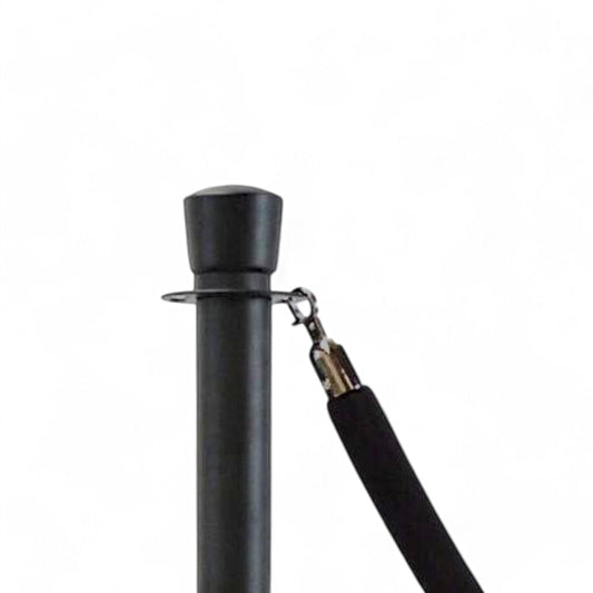 Black Crowd Control Bollards Set of 3 Posts + 2 Black Ropes