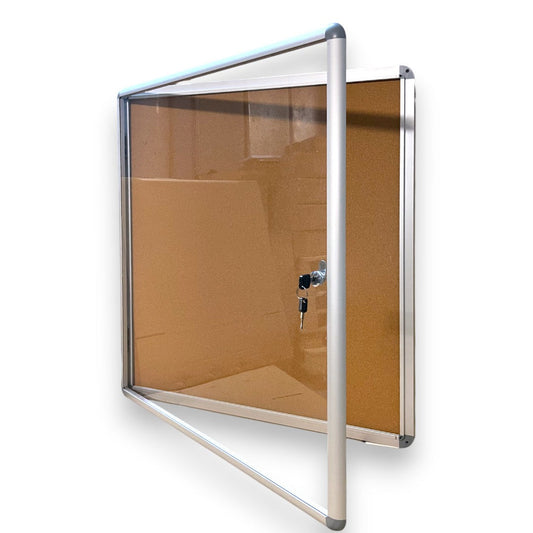 Lockable Notice Board Indoor Wall Mounted Cork Board 4xA4 Papers