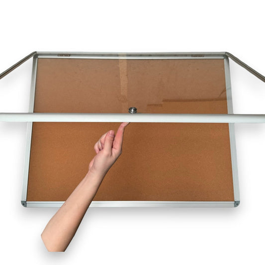 Notice Board Lockable Indoor Wall Mounted Cork Board 8xA4 Papers