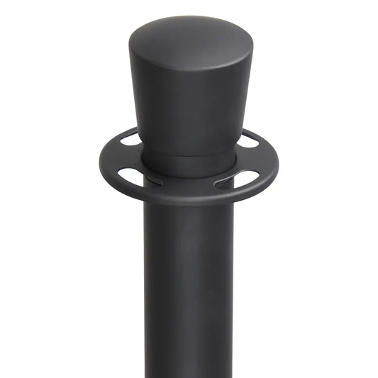 Black Crowd Control Bollards Set of 3 Posts + 2 White Ropes