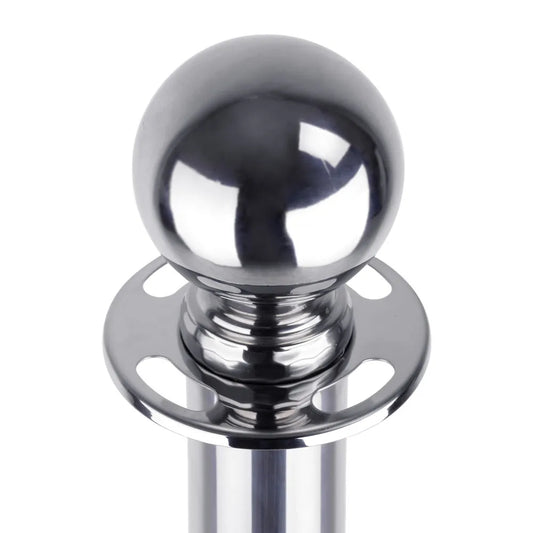 Silver Queue Bollard Post Set of 3 Posts + 2 White Ropes