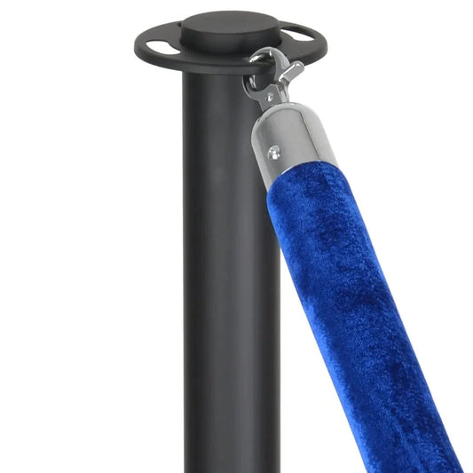 Black Stanchions Crowd Control Set of 3 Posts + 2 Blue Ropes