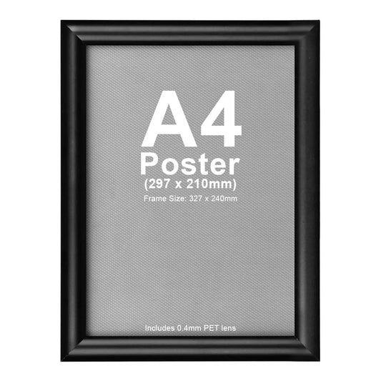 A4 Snap Lock Frame Black 25mm Profiles Wall mount