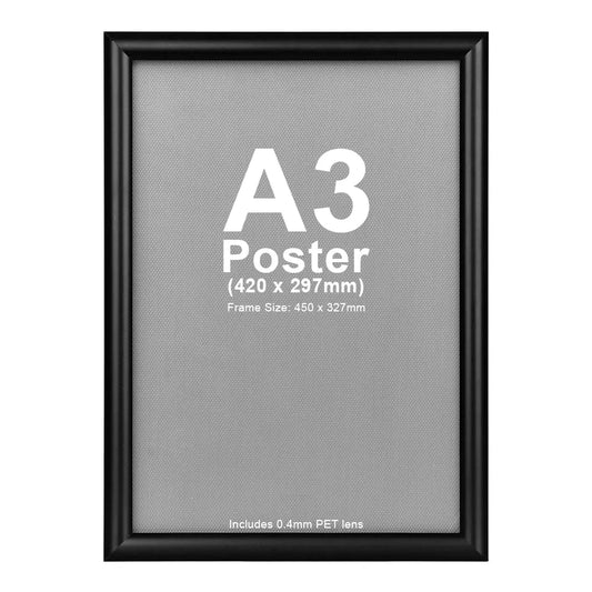 A3 Snap Lock Frame Black 25mm Profiles Wall mount