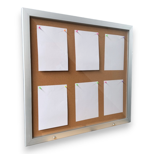 Lockable Notice Board Outdoor Wall Mounted Cork Board 6xA4 Papers