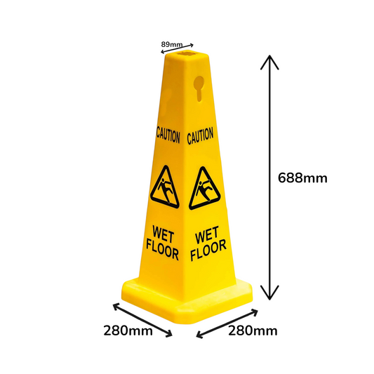 Wet Floor Sign Cone – 680mm Caution Safety Warning, Stable Base