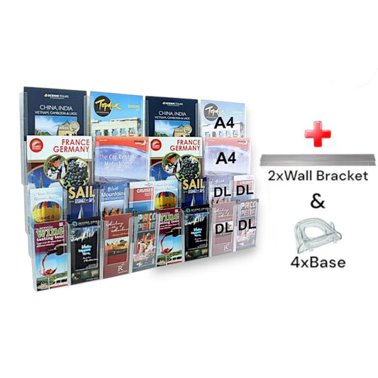 8xA4 & 16xDL Wall Mount Brochure Holders Lit Loc