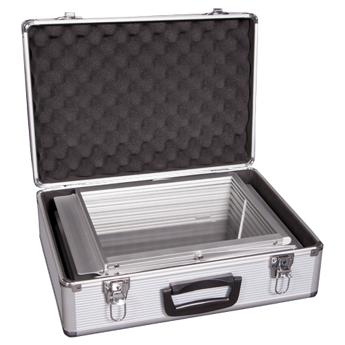 A4 Portable Brochure Stand with Aluminum Case Literature Rack Catalogue Stand