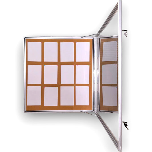 Lockable Notice Board Outdoor Wall Mounted Cork Board 12xA4 Papers