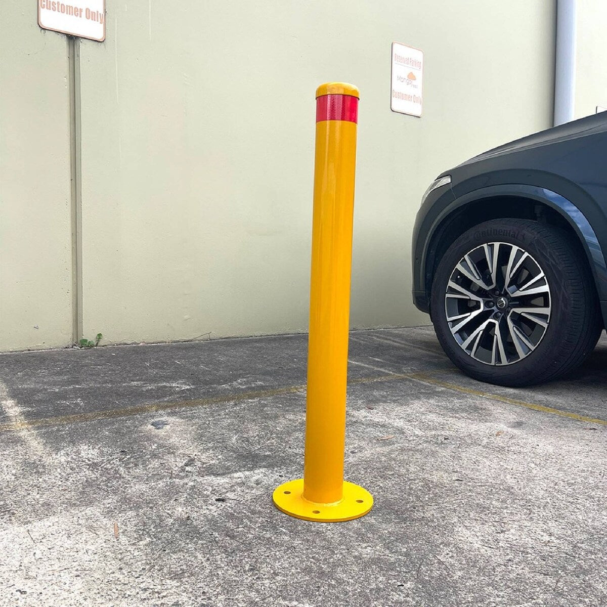 90mm Surface Mount Safety Bollard – 900mm Yellow Steel Bollard