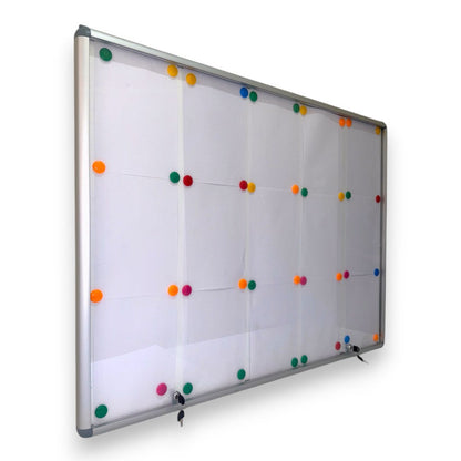 Lockable Notice board Magnetic Whiteboard 15xA4 Indoor
