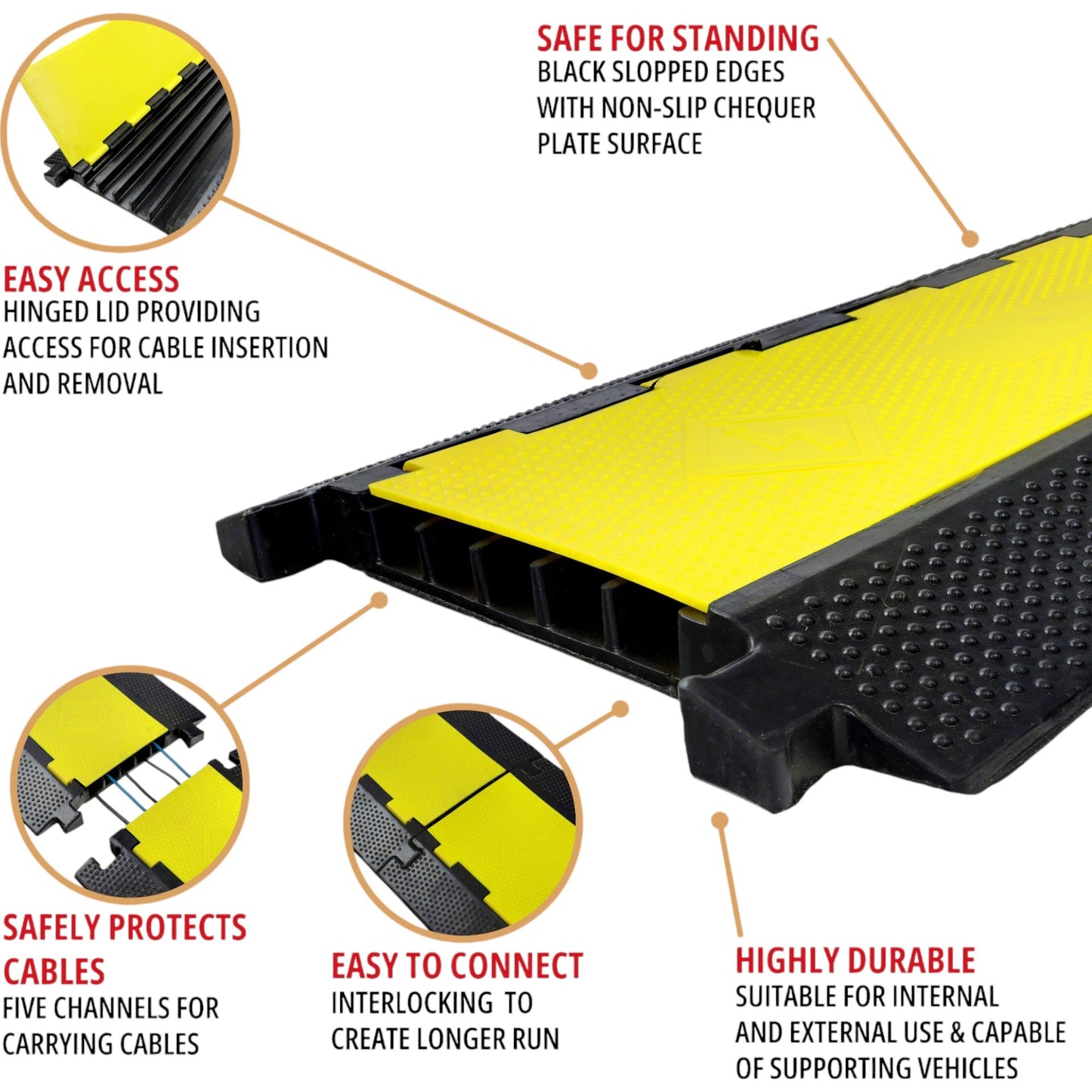 Safety Cable Protector Heavy Duty 5 Channel